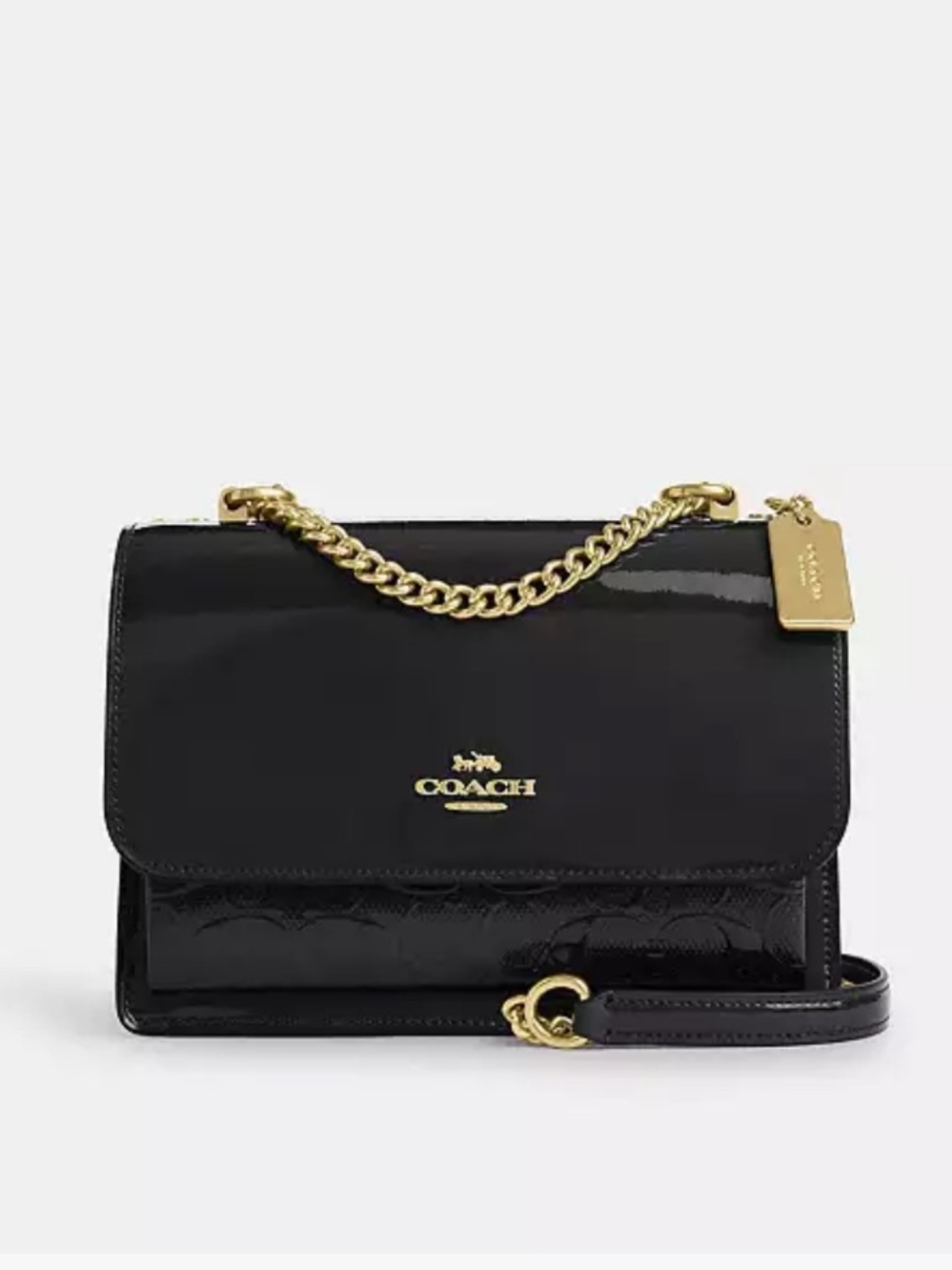 New Coach Klare Black Patent Crossbody Bag In Signature Leather